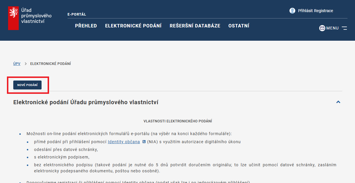 E-portál ÚPV: krok 2.