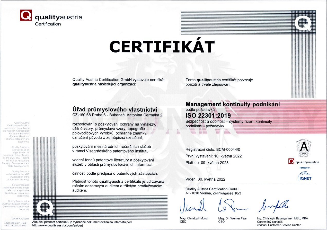 ISO 22301 CZ 2019
